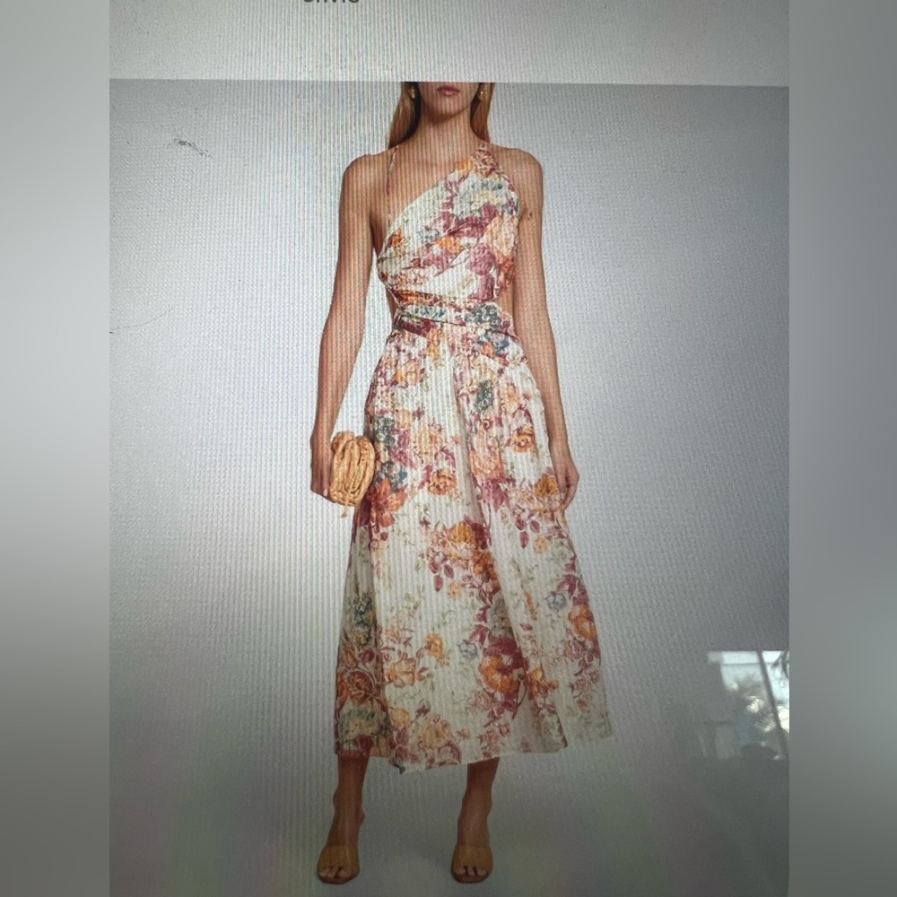 Zimmermann asymmetric midi dress. Print exclusive to Luisa Via Roma